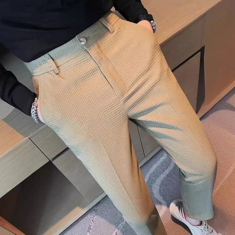 Men's Trendy High-end Feelslimming Plaid Suit Pants Casual Business Straight-leg Pants For Summer Lightweight Breathable - Image 2