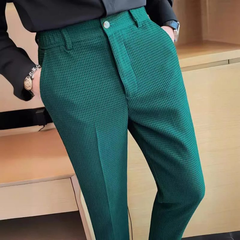 Men's Trendy High-end Feelslimming Plaid Suit Pants Casual Business Straight-leg Pants For Summer Lightweight Breathable - Image 3