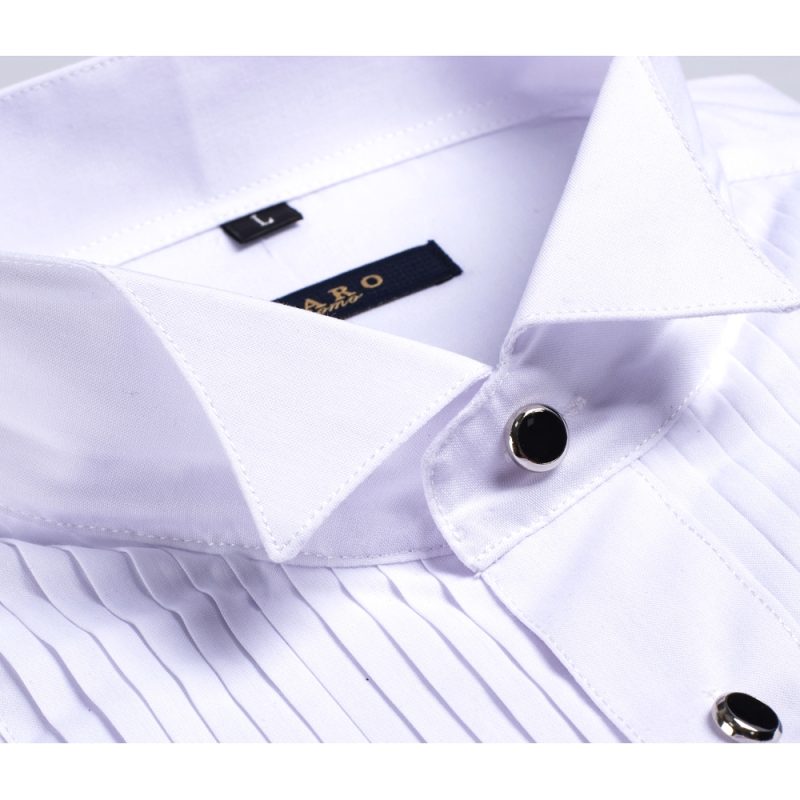 2023 DR DARO UOMO Mens shirts white tuxedo shirt party wedding shirt 883-white - Image 5