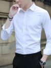 Trendy Long Sleeve White Shirt For Men Autumn Fashion Slimming Business Casual Korean Style Smart Professional Dress Shirt