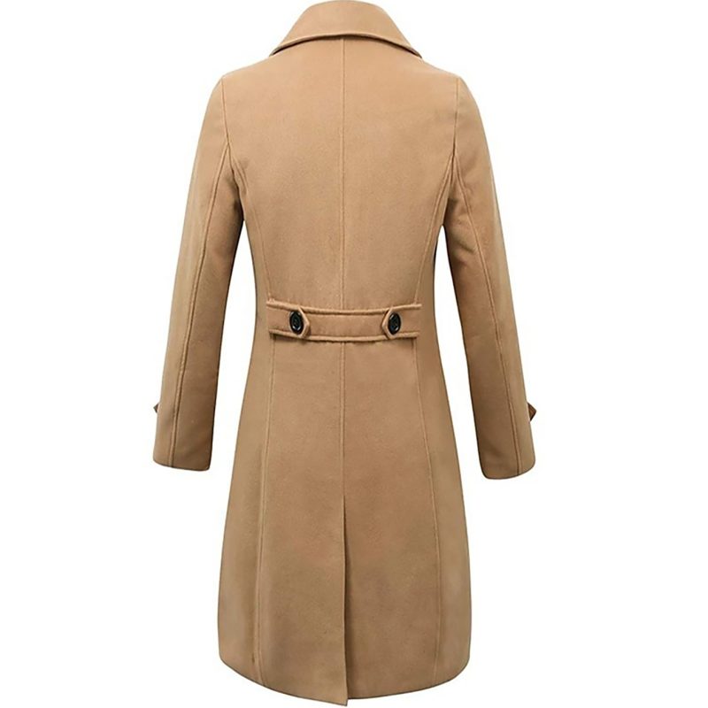 Men's autumn and winter new collection men's coat casual fashion double breasted mid length men's top coat - Image 4