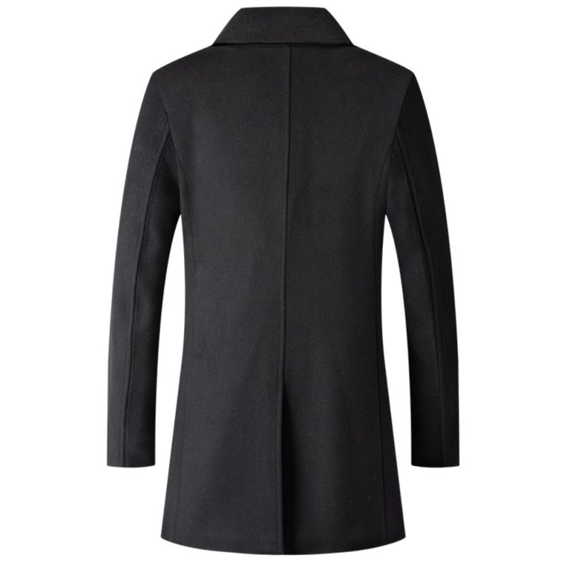Double Breasted Coat Men Peacoat Wool Jacket Long Lapel Trench Coats Male Winter Windbreak Fashion Men Clothing - Image 6