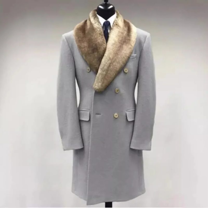 European and American Men's Woolen Lapel Medium Long Double-breasted Coat, Autumn and Winter New Solid Color Woolen Casual Coat - Image 6
