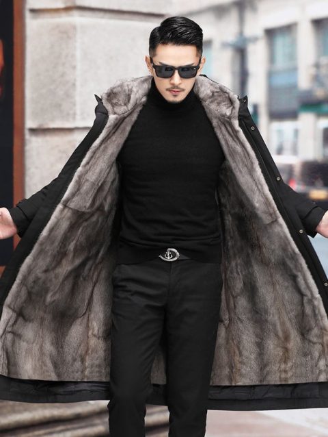 Pai overcomes men's detachable fur one-piece cold coat with thick mink fur imitation fur coat for winter