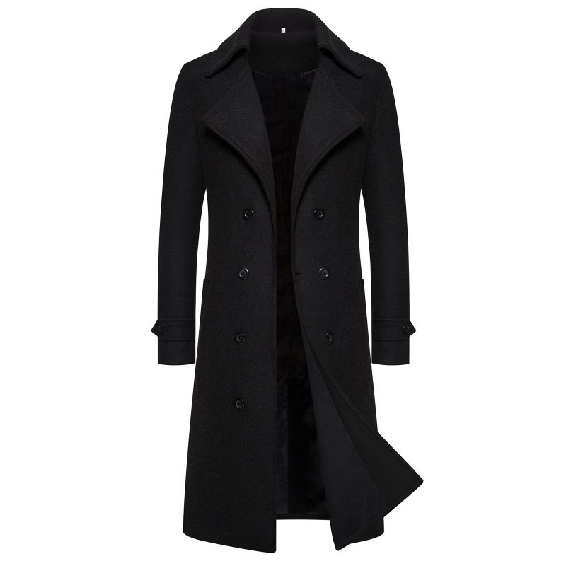 Unisex Long Wool Coat Trend Fashion Double-Breasted Elegant Windbreaker Woolen Jackets Autumn Daily Classic All-Match Slim Coat - Image 7