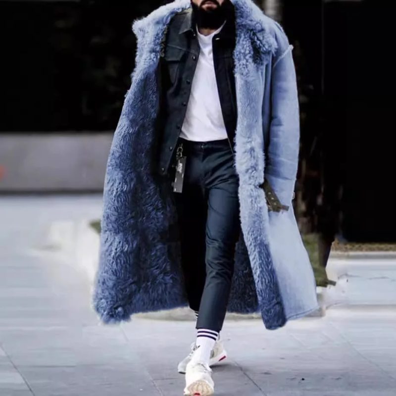 Independent Stock Chamois Leather Overcoat Men's Extra-long Thickened Winter Jacket Amazon EBay Velvet Thermal Coat For Cold Wea - Image 3