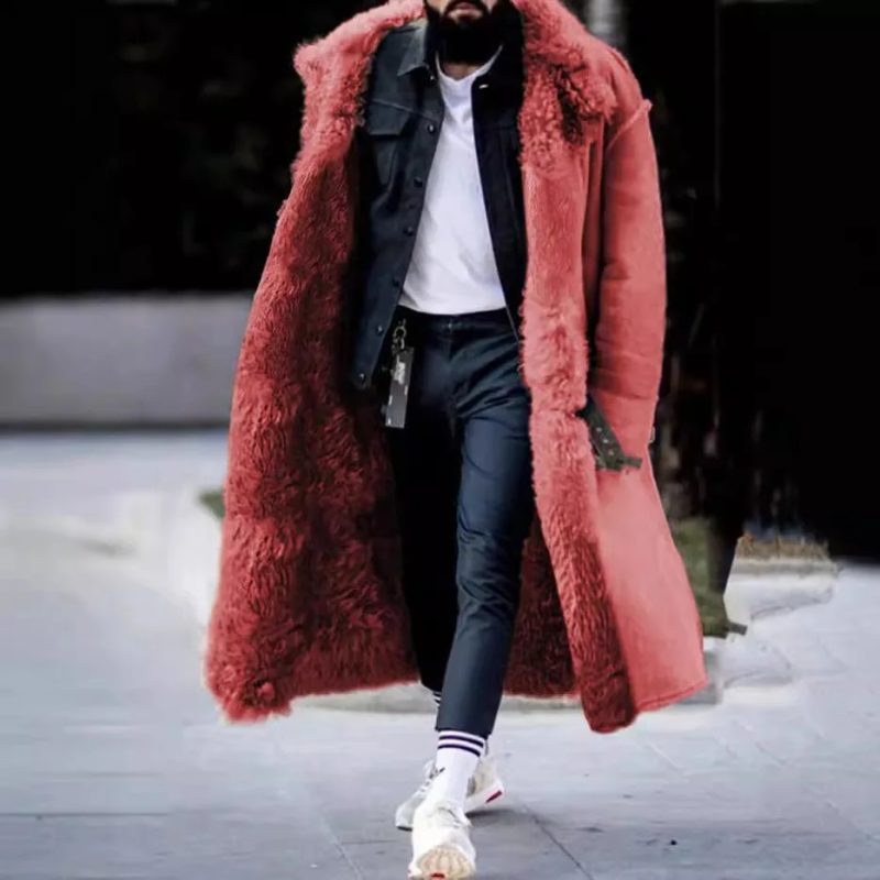 Independent Stock Chamois Leather Overcoat Men's Extra-long Thickened Winter Jacket Amazon EBay Velvet Thermal Coat For Cold Wea - Image 4