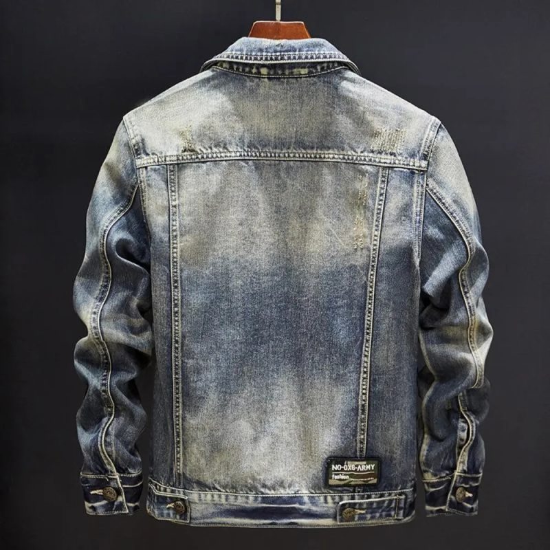 Korea Denim Jackets Man Vintage Button Cowboy Coat for Men of Fabric Korean Popular Clothes Worn In Lowest Price New Trendy Low - Image 4