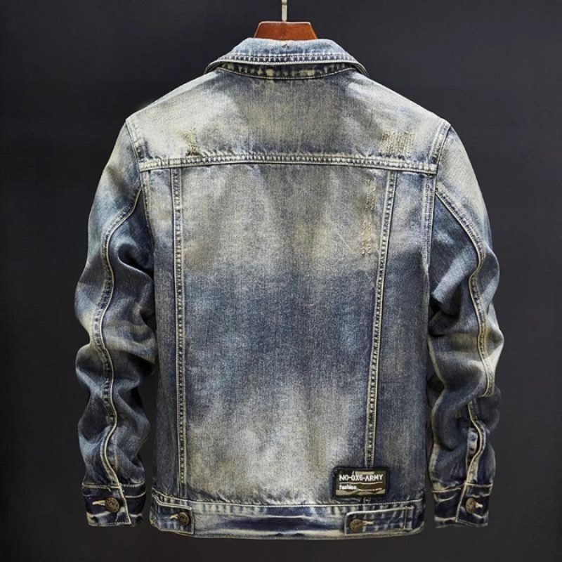 Korea Denim Jackets Man Vintage Button Cowboy Coat for Men of Fabric Korean Popular Clothes Worn In Lowest Price New Trendy Low - Image 6