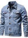 2024 Autumn Men Solid Denim Jackets Fashion Motorcycle Vintage Jeans Jackets Hommes Slim Fit Cotton Casual Black Blue Coats