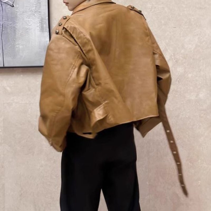Mens Pu Leather Jacket Machine Casual Lined Leather Jacket Autumn Streetwear Personality Trend Temperament Tops Men'S Clothing - Image 4
