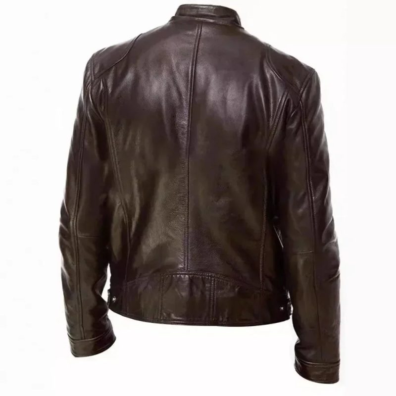 2025 Leather Motorcycle Jacket Men Stand Collar Casual Slim Short-Coat PU Jacket Autumn Winter Windproof Leather Coat Blazer Men - Image 3