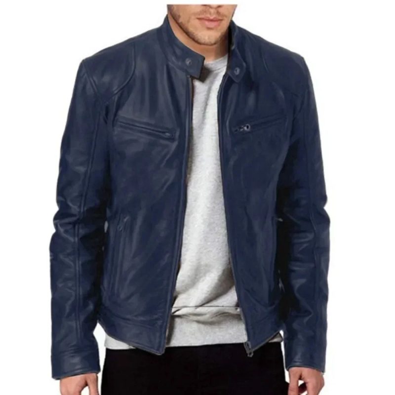 2025 Leather Motorcycle Jacket Men Stand Collar Casual Slim Short-Coat PU Jacket Autumn Winter Windproof Leather Coat Blazer Men - Image 5