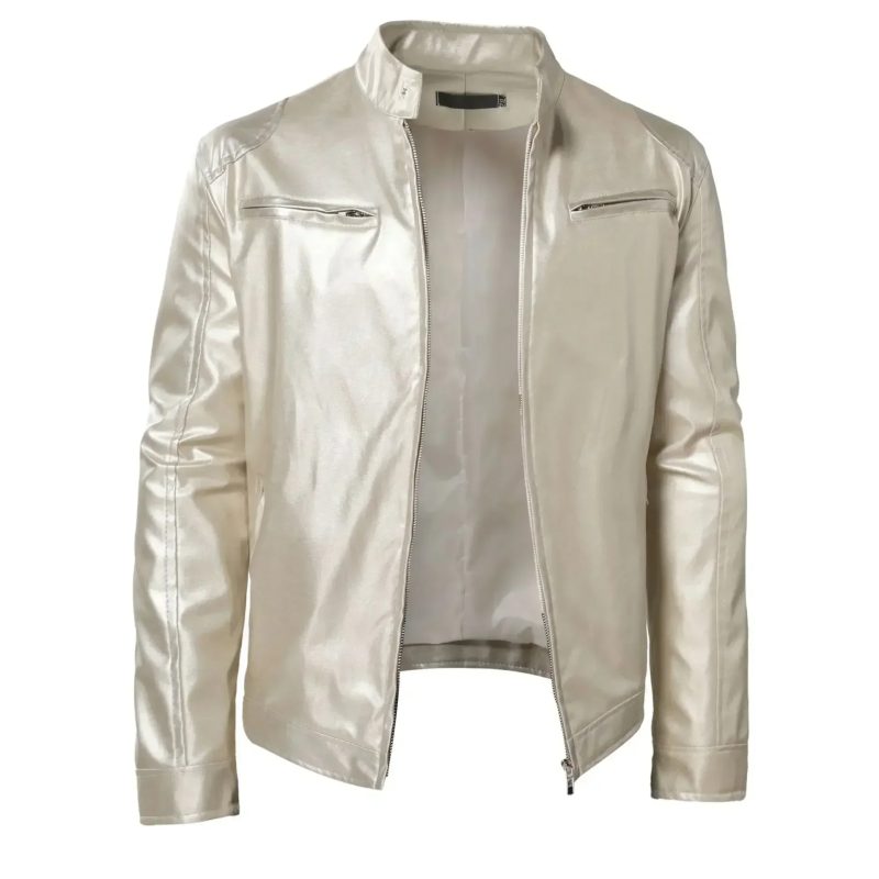 2025 Leather Motorcycle Jacket Men Stand Collar Casual Slim Short-Coat PU Jacket Autumn Winter Windproof Leather Coat Blazer Men - Image 6