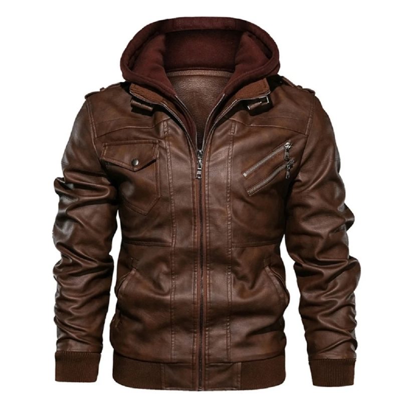 Autumn New Men's Leather Jackets Trendy Casual Motorcycle PU Jacket Streetwear Solid Color Windproof Biker Leather Coats
