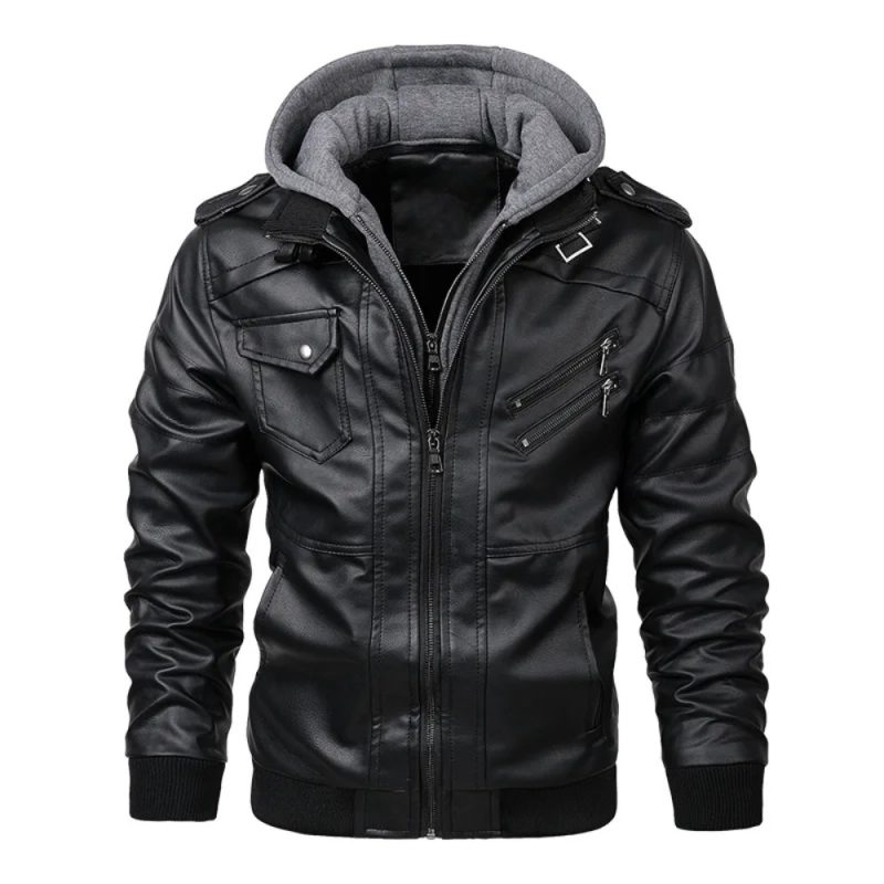 Autumn New Men's Leather Jackets Trendy Casual Motorcycle PU Jacket Streetwear Solid Color Windproof Biker Leather Coats - Image 3