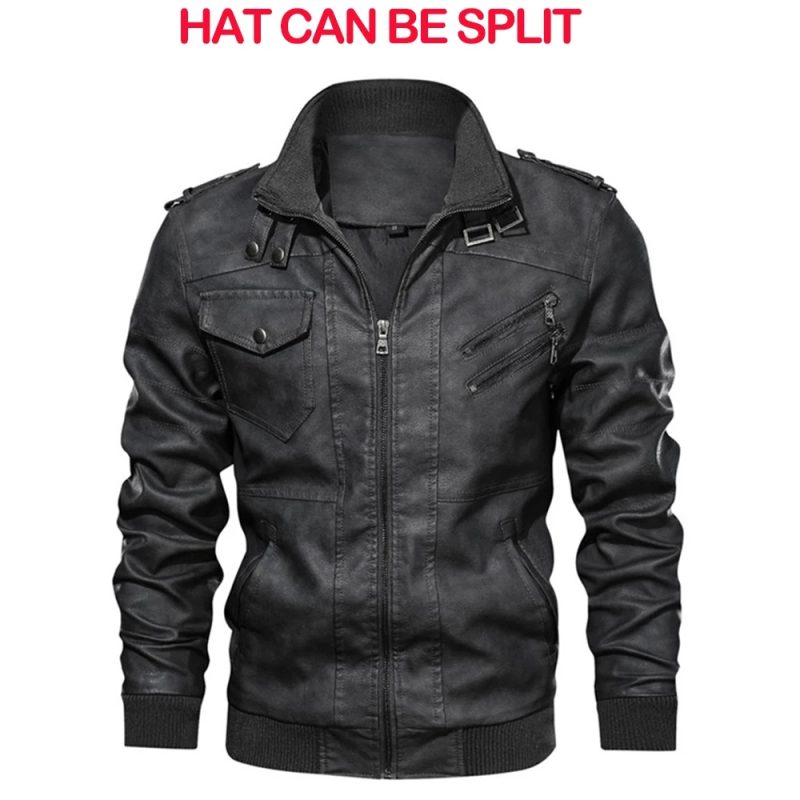 Autumn New Men's Leather Jackets Trendy Casual Motorcycle PU Jacket Streetwear Solid Color Windproof Biker Leather Coats - Image 5