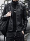Men Leather Suit Jacket Men Slim Fit Short Coat Men Fashion Leather jacket Streetwear Casual Blazer Jackets Male Outerwear