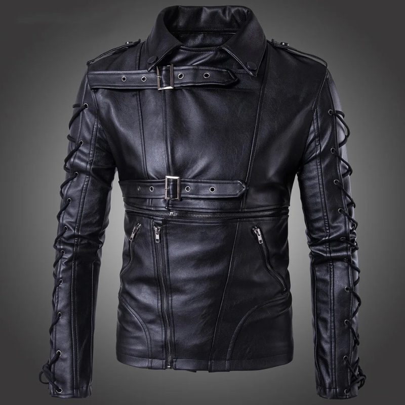 2023 Spring and Autumn New Fashion Men's Motorcycle Leather Jacket Coat Large Men's Leather Coat - Image 2