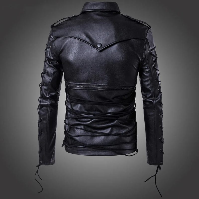 2023 Spring and Autumn New Fashion Men's Motorcycle Leather Jacket Coat Large Men's Leather Coat - Image 3