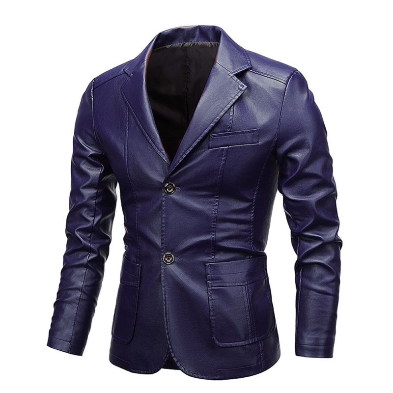 Men's PU Leather Jackets for Men Autumn Jacket Button Turn Down Collar Business Coat Biker Motocycle Jacket Slim Fit - Image 5