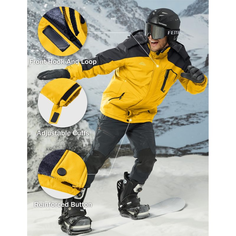 MAGCOMSEN Men's Hooded Fleece Ski Jacket Waterproof Thermal Thick Warm Parka Coats Winter Snow Jacket - Image 2