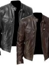 Men's Leather Jacket Bomber Motorcycle Biker Pu Leather Casual Loose Fit Faux Jacket For Men