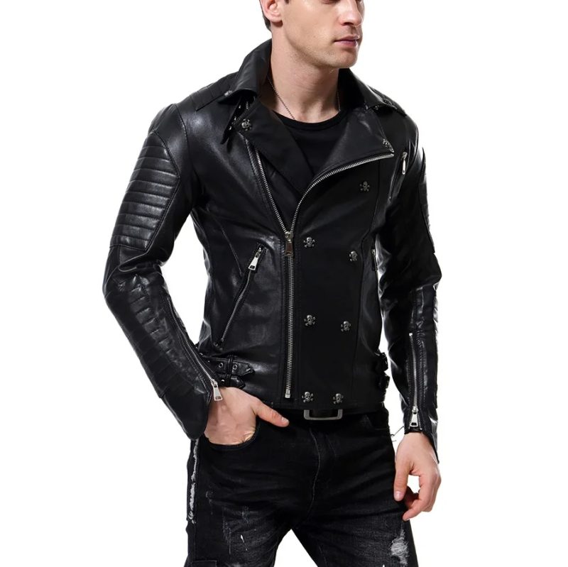 Spring and Autumn New Fashion Men's Leather Clothes Calipi Motorcycle Leather Clothes Slim Fit Leather Jackets - Image 6