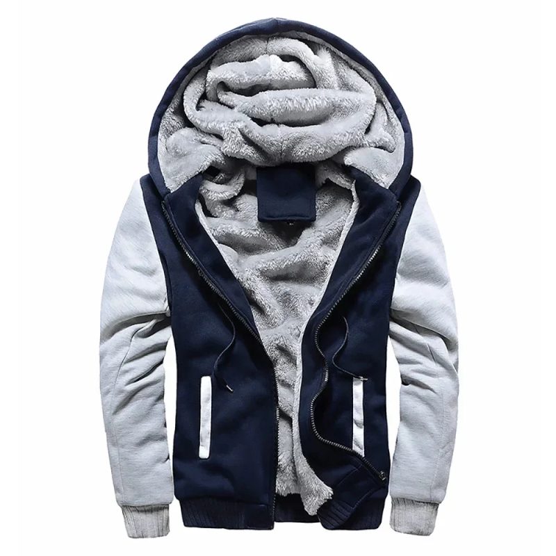 Men's Winter Warm Zipper Jacket Male Thick Fleece Jackets Camouflage Zip Up Hoodies Solid Color Streetwear Outdoor Hoody Coats - Image 3