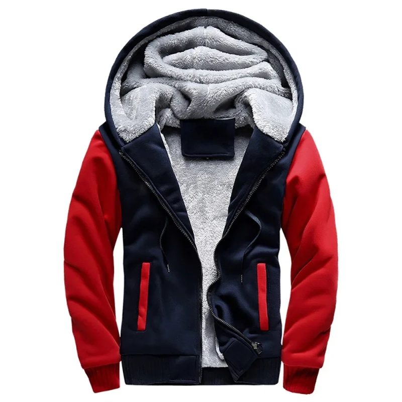 Men's Winter Warm Zipper Jacket Male Thick Fleece Jackets Camouflage Zip Up Hoodies Solid Color Streetwear Outdoor Hoody Coats - Image 5
