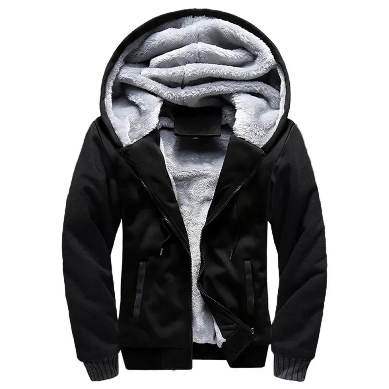 Men's Winter Warm Zipper Jacket Male Thick Fleece Jackets Camouflage Zip Up Hoodies Solid Color Streetwear Outdoor Hoody Coats - Image 7