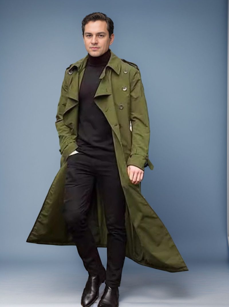 Men Trench Turn Down Collar Long Coat Button Jackets Full Sleeve Casual Solid Coats Straight Pocket Male High Street 2024 - Image 6