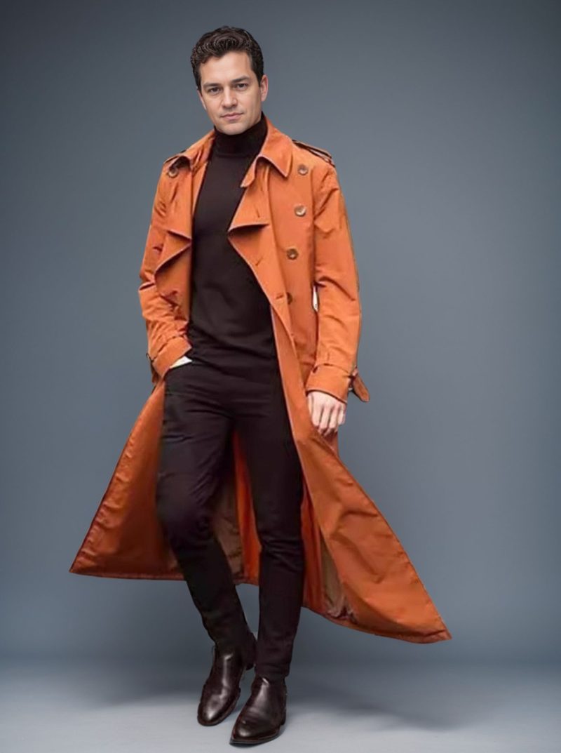 Men Trench Turn Down Collar Long Coat Button Jackets Full Sleeve Casual Solid Coats Straight Pocket Male High Street 2024 - Image 7