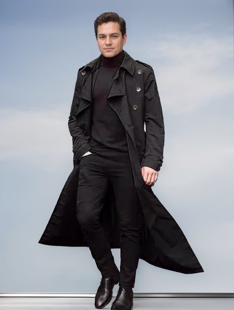 Men Trench Turn Down Collar Long Coat Button Jackets Full Sleeve Casual Solid Coats Straight Pocket Male High Street 2024 - Image 8