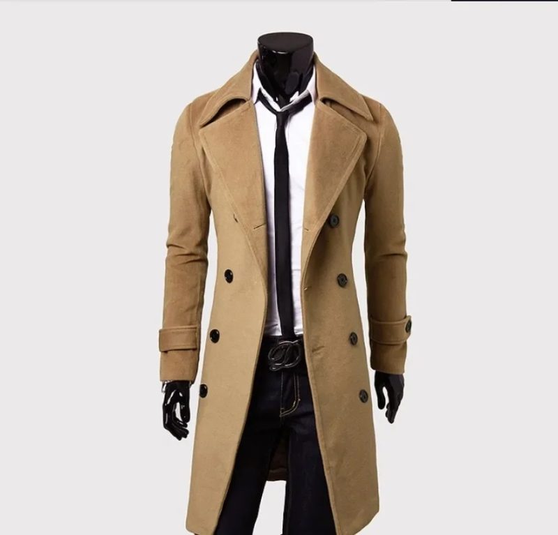 2024 New Men's Double-breasted Ni Trench Coat Long Fashion Slim Casual Coat Long Jackets for Men Techwear Coat Trench Coat - Image 7