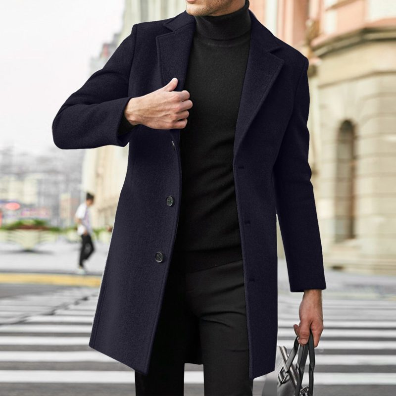 Men Slim Winter Coat Lapel Collar Long Sleeve Padded Leather Jacket Vintage Thicken Coat Sheepskin Jacket - Image 2