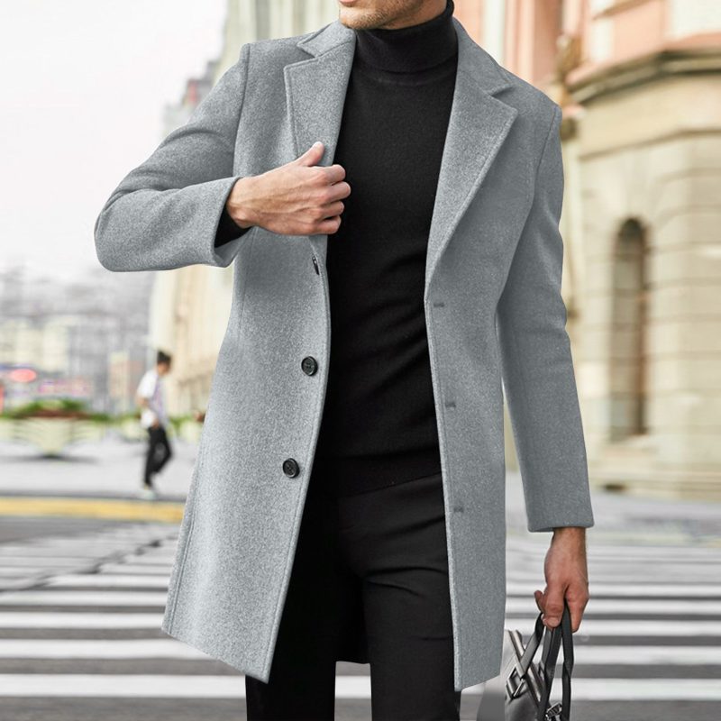 Men Slim Winter Coat Lapel Collar Long Sleeve Padded Leather Jacket Vintage Thicken Coat Sheepskin Jacket - Image 3