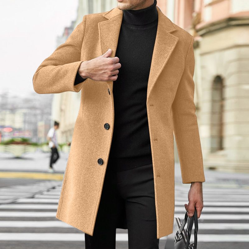 Men Slim Winter Coat Lapel Collar Long Sleeve Padded Leather Jacket Vintage Thicken Coat Sheepskin Jacket - Image 5