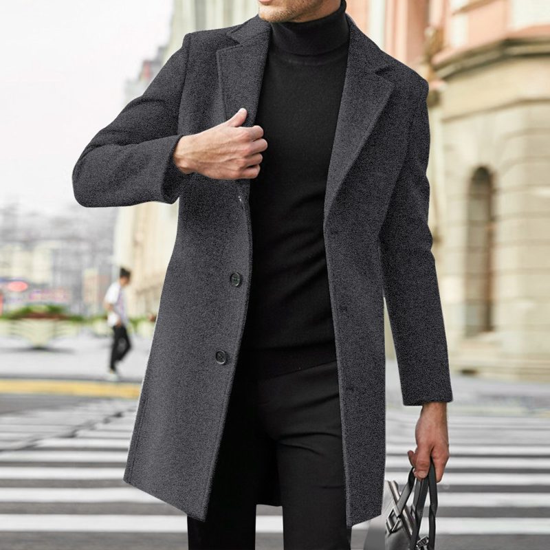 Men Slim Winter Coat Lapel Collar Long Sleeve Padded Leather Jacket Vintage Thicken Coat Sheepskin Jacket - Image 8
