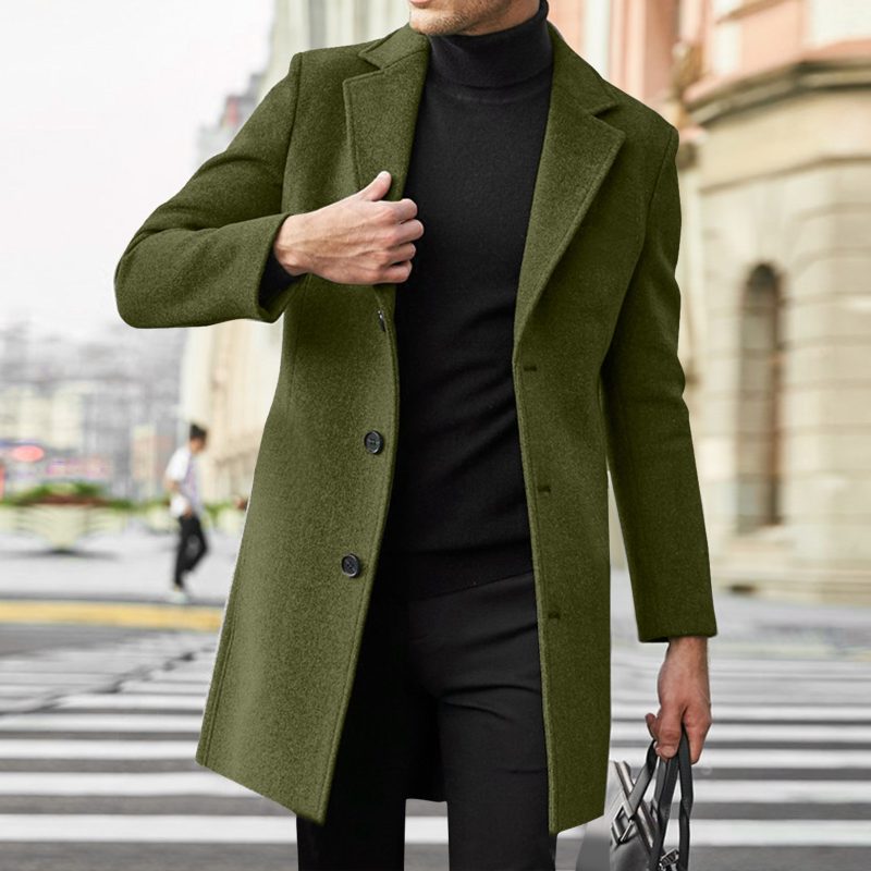Men Slim Winter Coat Lapel Collar Long Sleeve Padded Leather Jacket Vintage Thicken Coat Sheepskin Jacket - Image 9