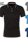 Summer Men Office Business Polo Shirt Spring Pure Solid Casual Short Sleeve Golf Shirt 2024 Breathable Unisex Shirt Dropshipping