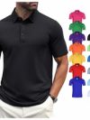 Men's Summer Solid Color Lapel Short-sleeved Casual Daily Outdoor Polo Shirt Fashion Button Top 13 colors