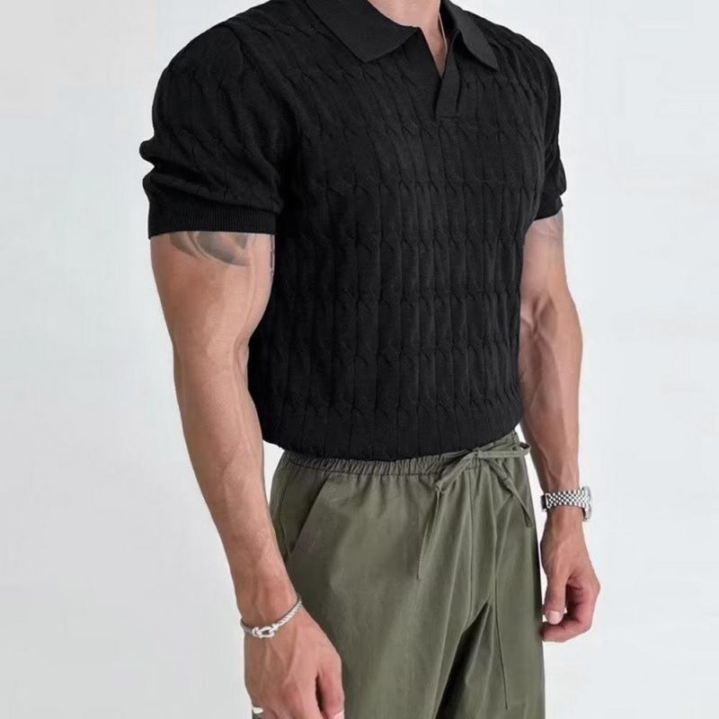 Men T Shirt Solid Color Striped O-neck Short Sleeve Streetwear Casual Men Clothing Summer 2023 Fitness Fashion Tee Tops - Image 3