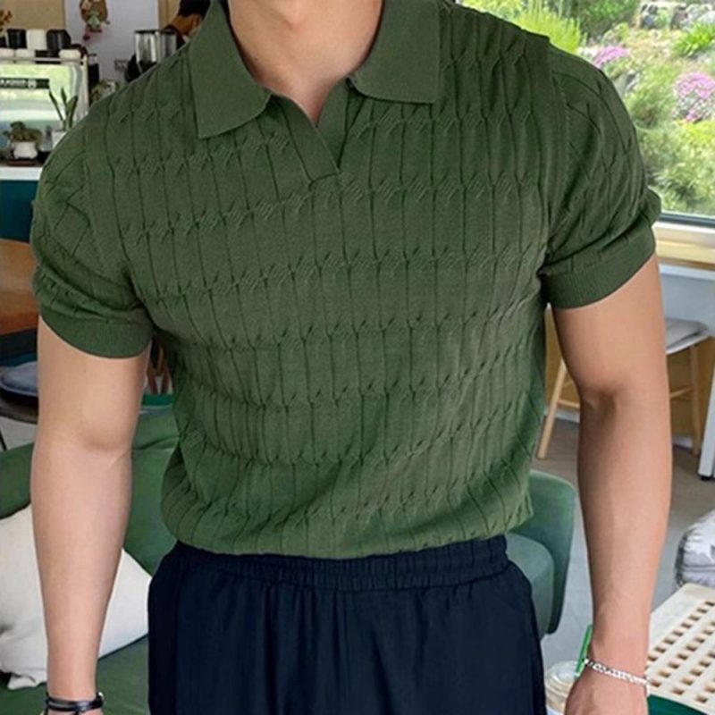 Men T Shirt Solid Color Striped O-neck Short Sleeve Streetwear Casual Men Clothing Summer 2023 Fitness Fashion Tee Tops - Image 4