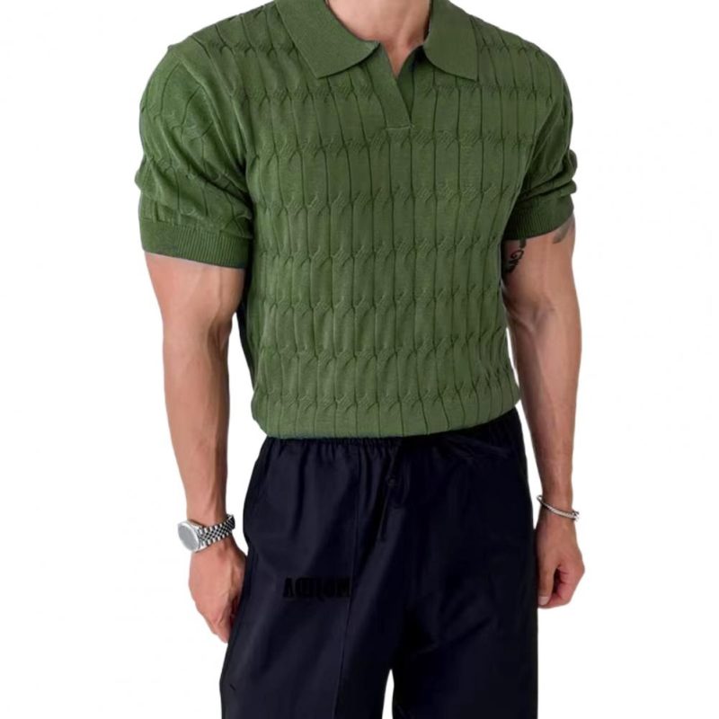 Men T Shirt Solid Color Striped O-neck Short Sleeve Streetwear Casual Men Clothing Summer 2023 Fitness Fashion Tee Tops - Image 7
