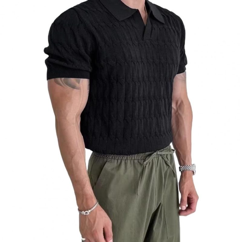 Men T Shirt Solid Color Striped O-neck Short Sleeve Streetwear Casual Men Clothing Summer 2023 Fitness Fashion Tee Tops - Image 8