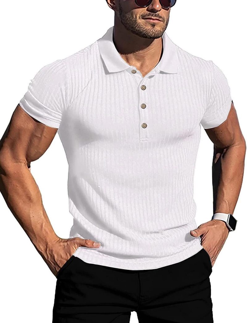 Men's polo shirt solid color short-sleeved T-shirt sports leisure high quality fashion men's wear - Image 2