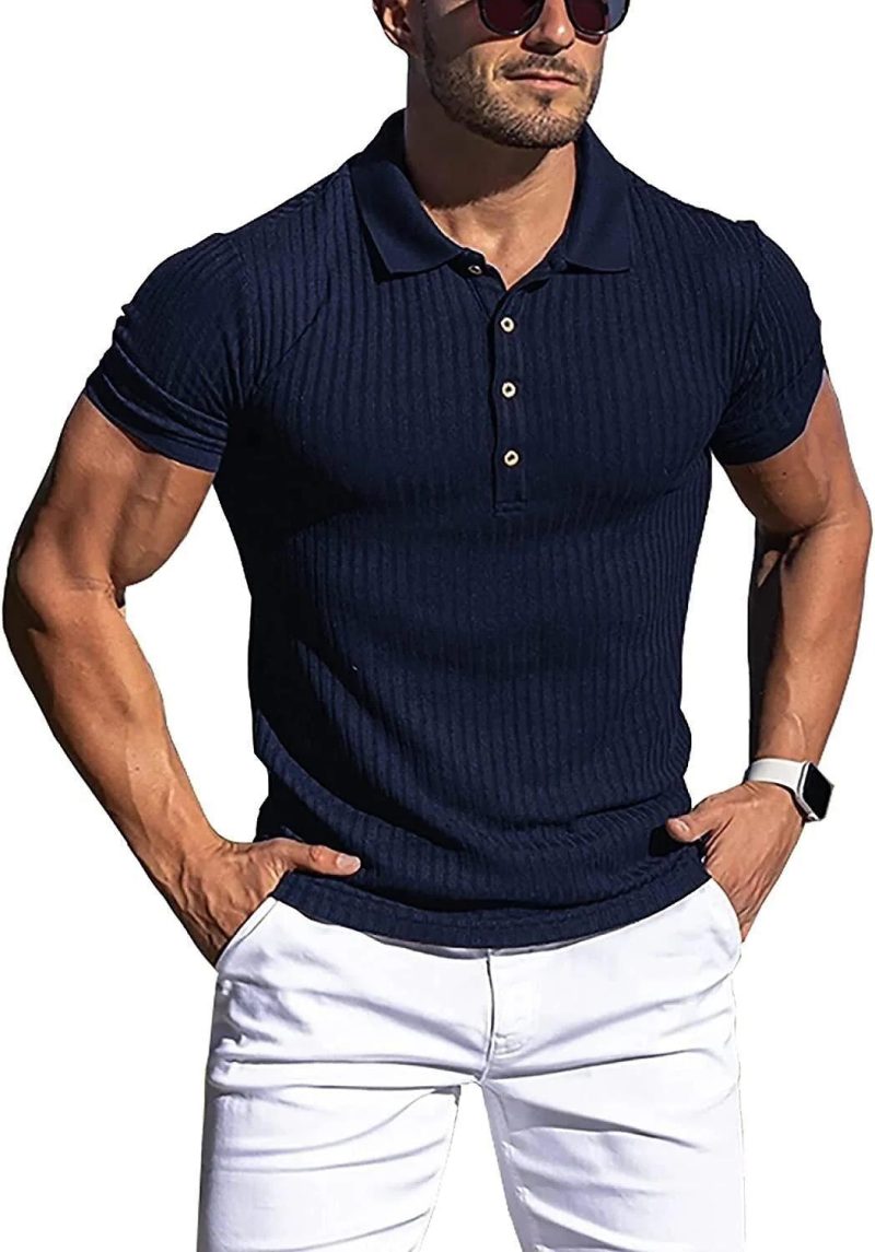 Men's polo shirt solid color short-sleeved T-shirt sports leisure high quality fashion men's wear - Image 3
