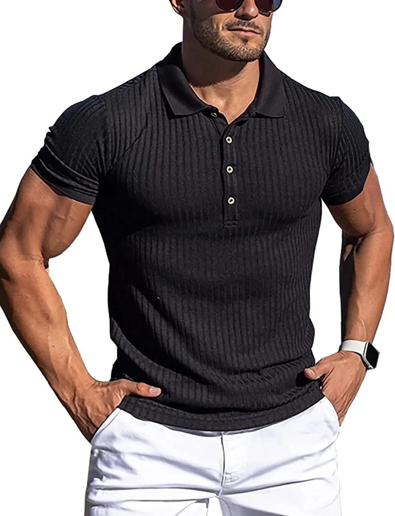 Men's polo shirt solid color short-sleeved T-shirt sports leisure high quality fashion men's wear - Image 5