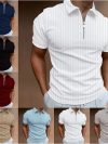 2024 new men's business polo shirt high-end shirt Korean version casual fashionable striped edge short sleeved Spring and Summer